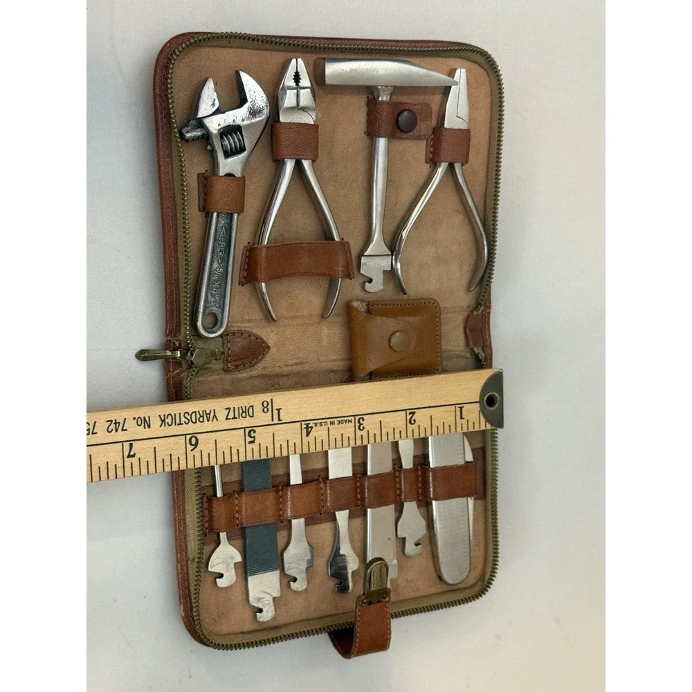 Antique 1950s Germany Premium Co Tool Kit Rare With Leather Case Stamped
